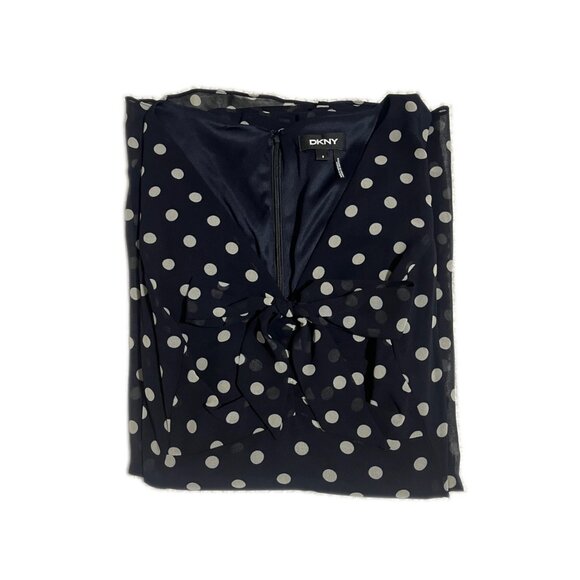 NWOT DKNY Navy Blue and White Polka Dot Mini Dress, Size 8 - Picture 8 of 10